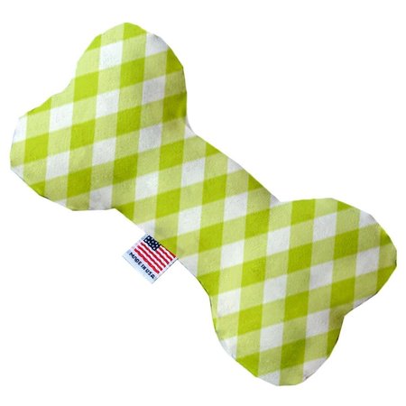 MIRAGE PET PRODUCTS Lime Green Plaid 6 in. Stuffing Free Bone Dog Toy 1155-SFTYBN6